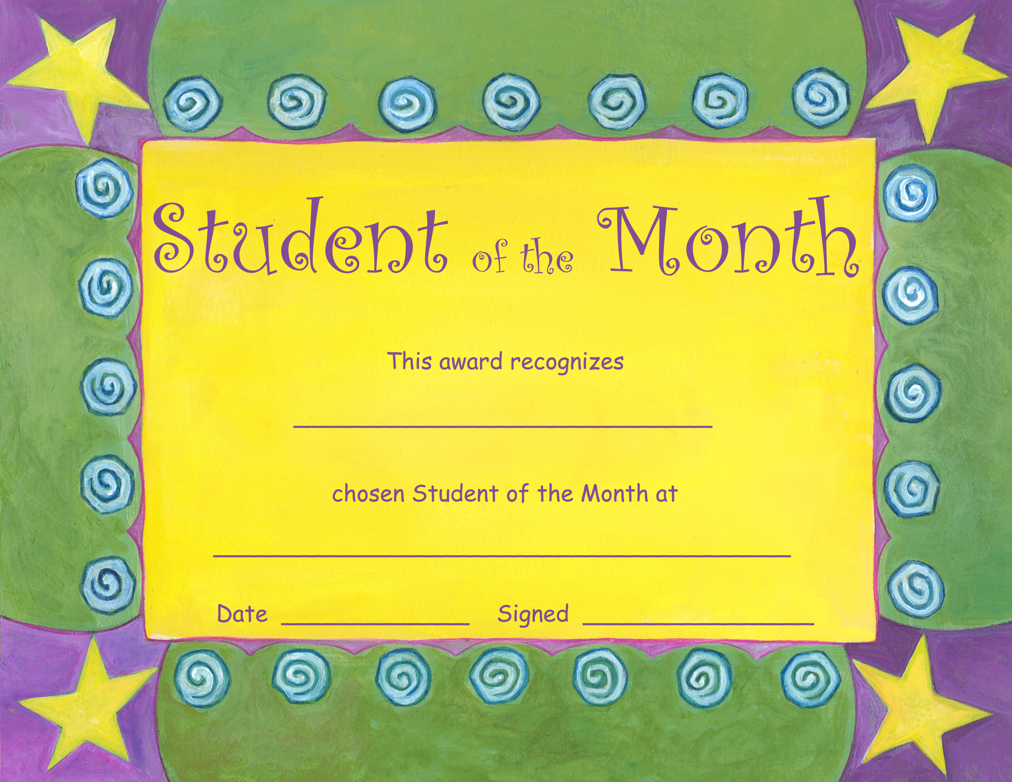 Student Of The Month Catalog code PAP23- Pencils Student of the Throughout Free Printable Student Of The Month Certificate Templates